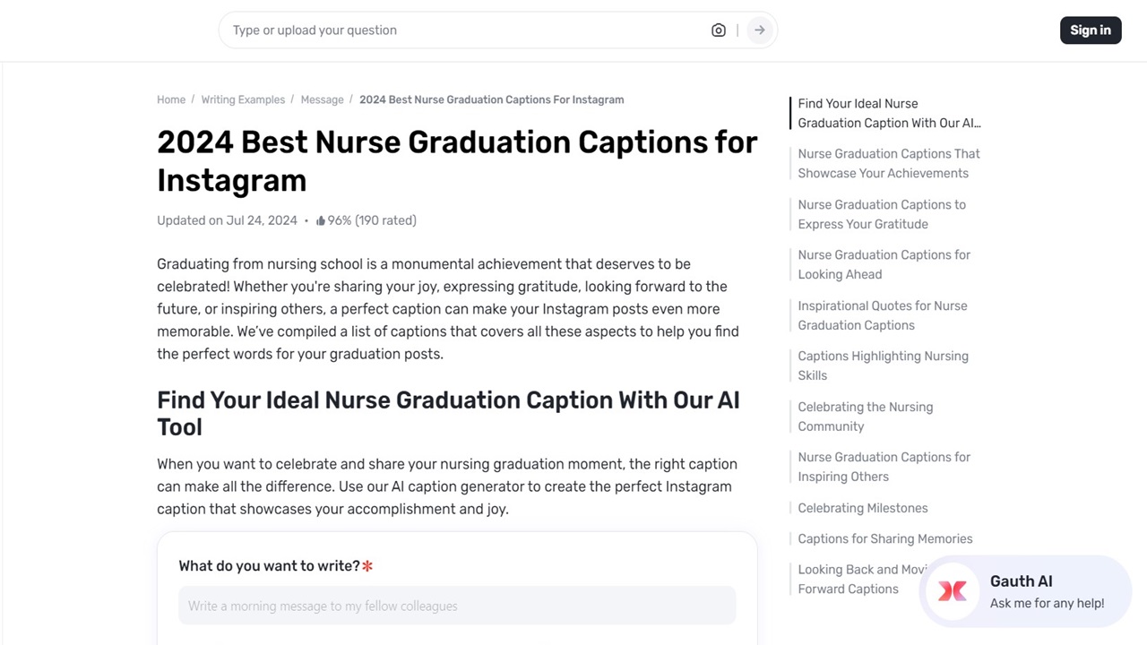 Celebrate Your Nursing Graduation with Gauth's Caption Generator